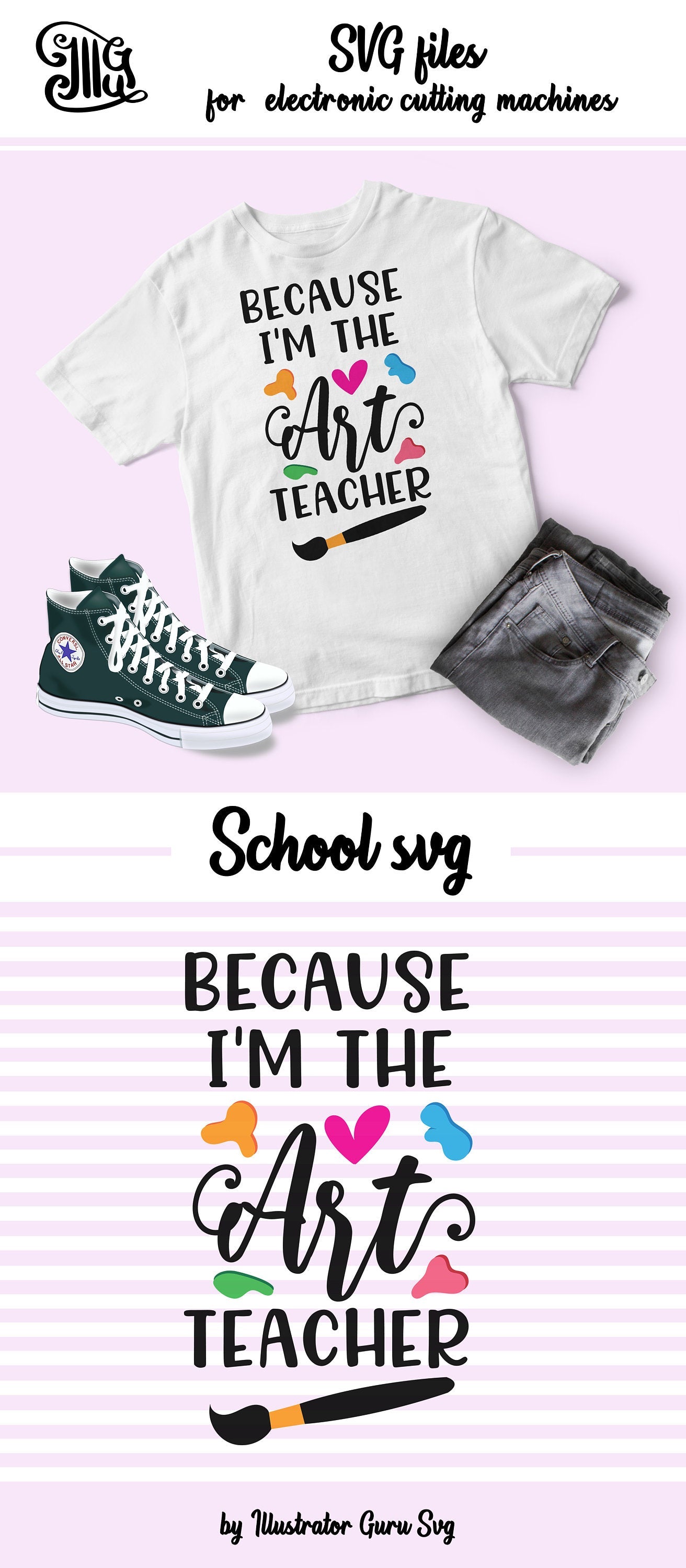 Download Because I'm the Art teacher SVG, art teacher shirt svg, art teacher sv - Illustrator Guru