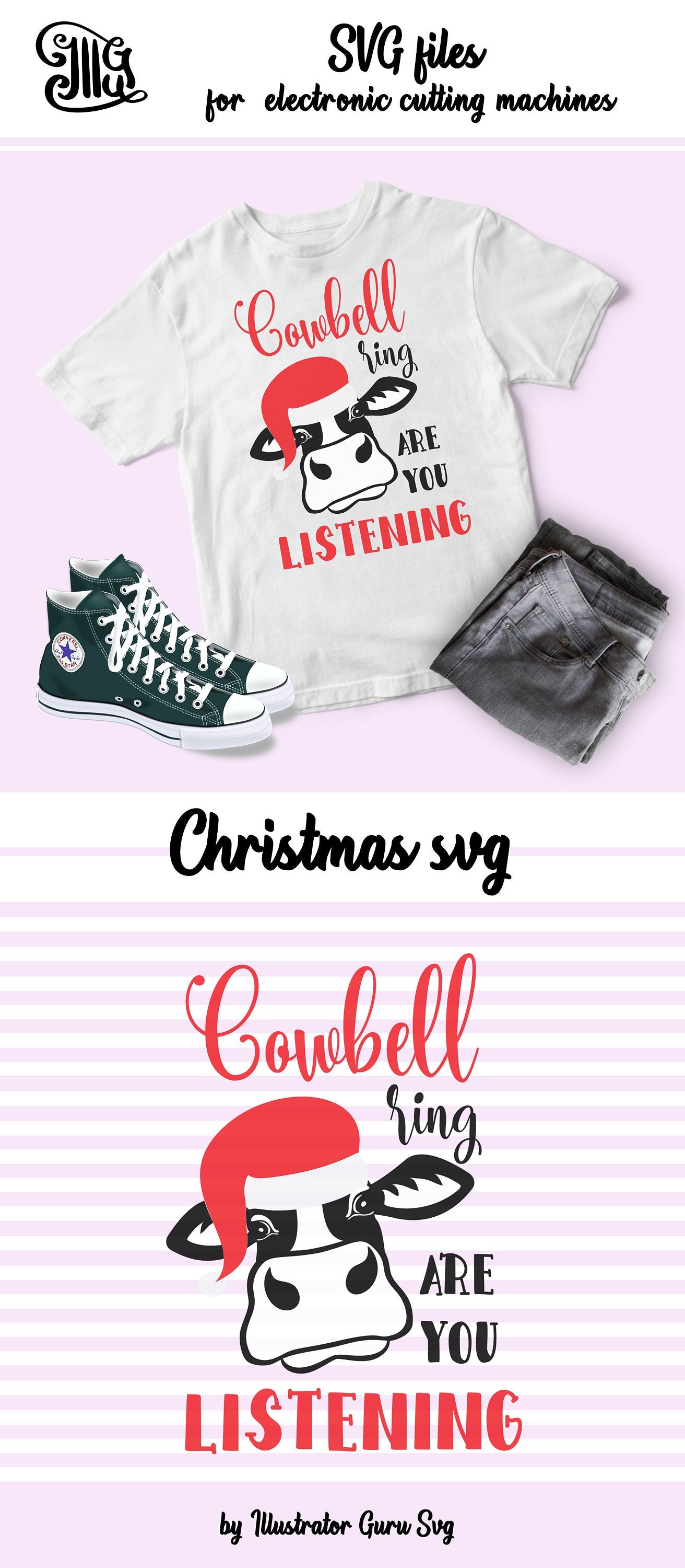 Download Free Christmas Cow Svg For Christmas Kids Shirts And Ornaments Illustrator Guru