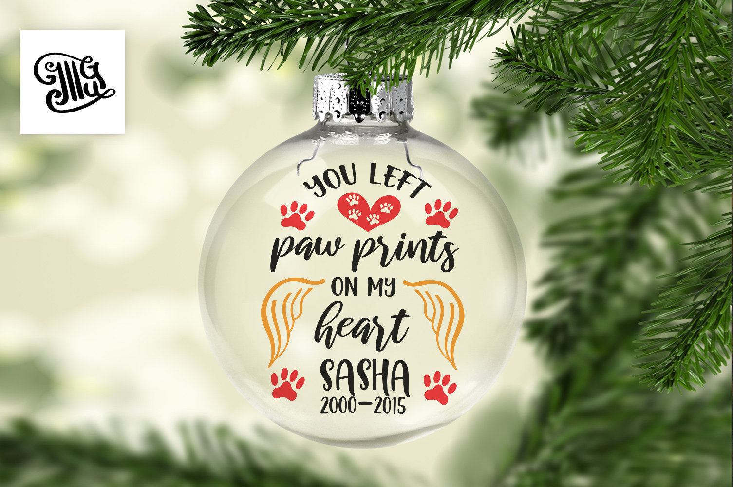 Download You Left Paw Prints On My Heart Svg Pet Memorial Svg Christmas Memor Illustrator Guru SVG, PNG, EPS, DXF File