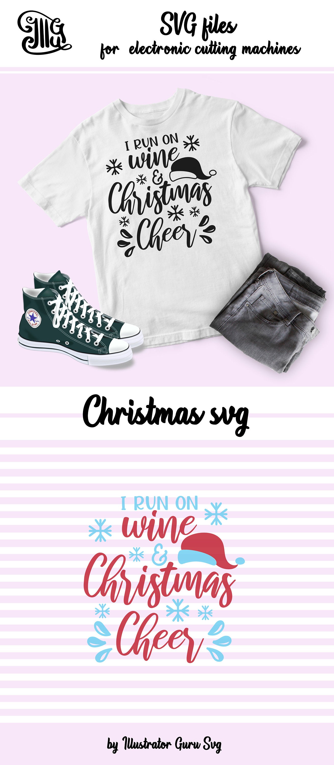 Download I Run On Wine And Christmas Cheer Svg Digital Files Christmas Wine G Illustrator Guru