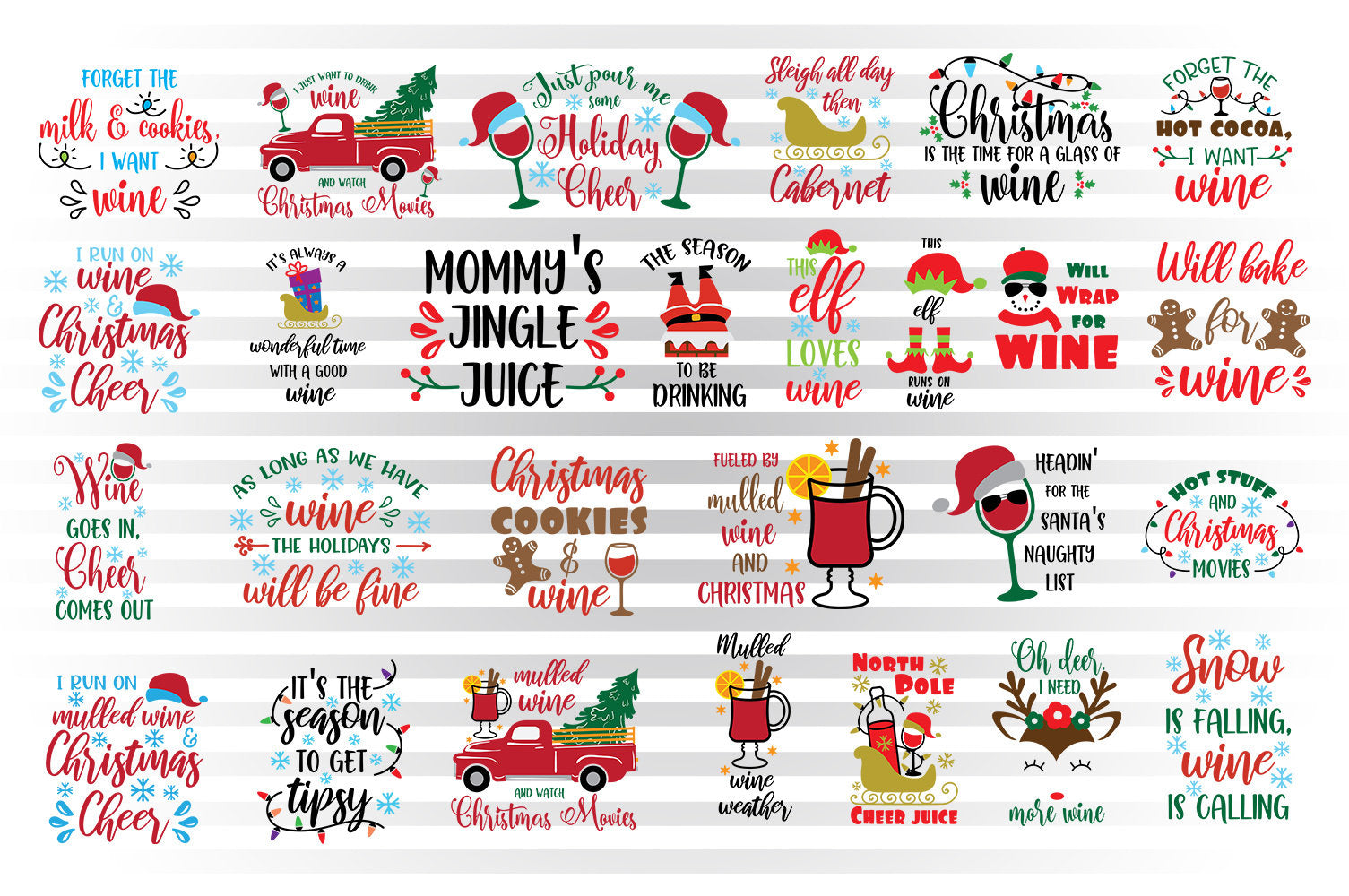 Christmas Wine Svg Bundle Wine Glasses Svg Files Wine Clipart Wine Illustrator Guru