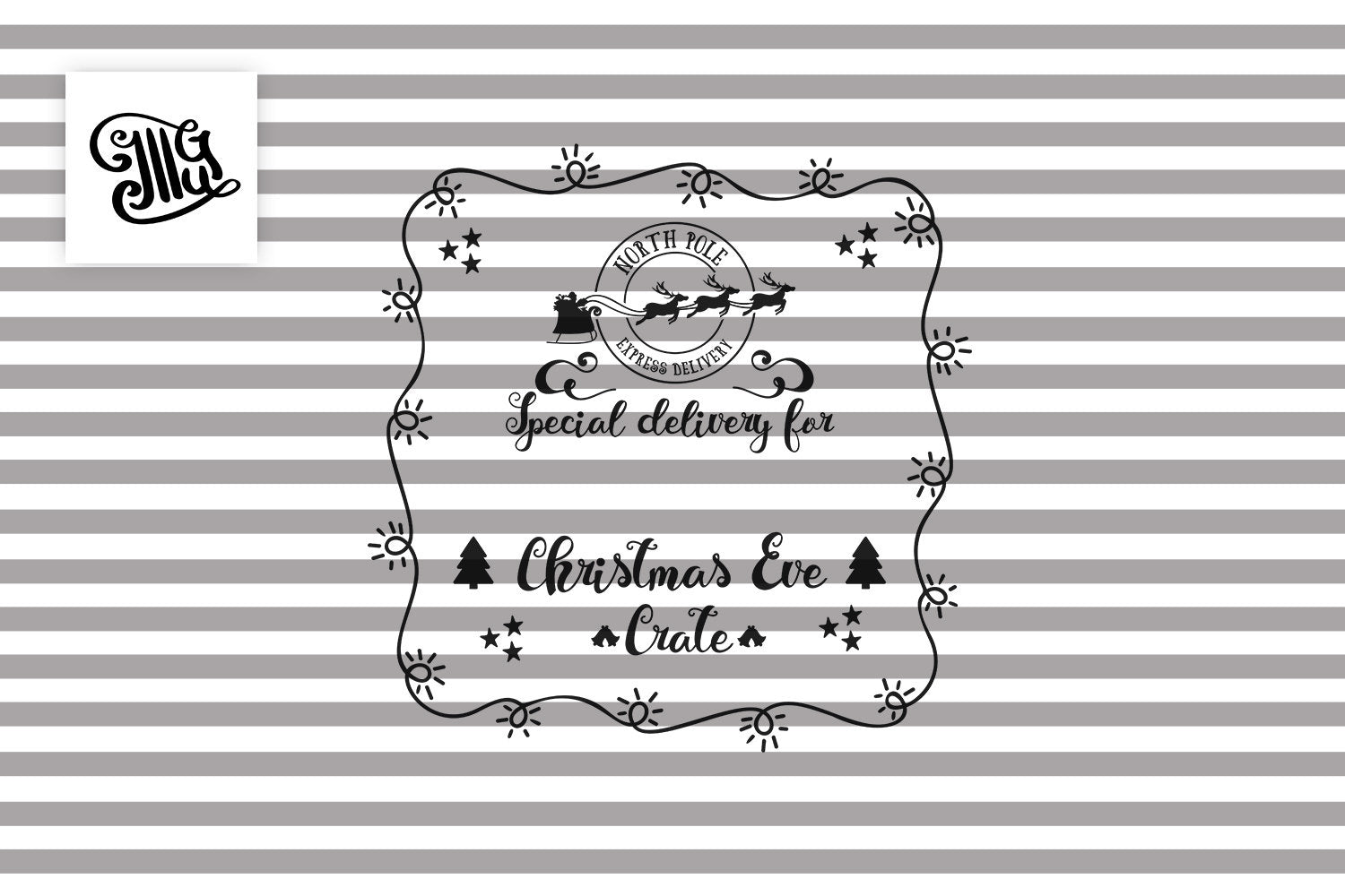 Download Christmas Eve crate svg, christmas lights svg, Santa tote ...