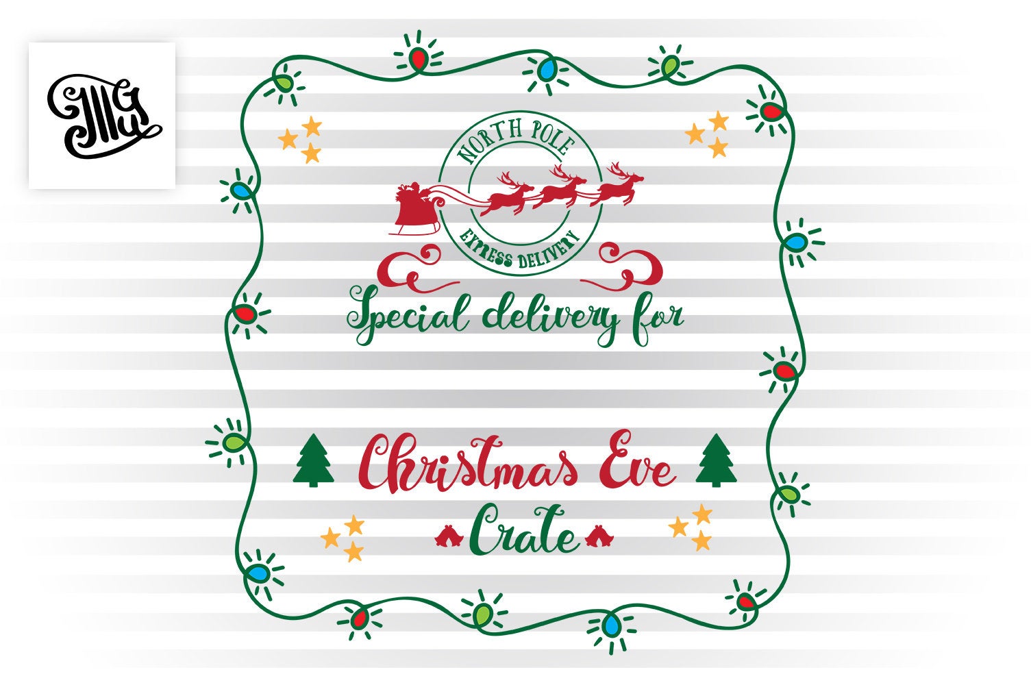 Download Christmas Eve crate svg, christmas lights svg, Santa tote ...