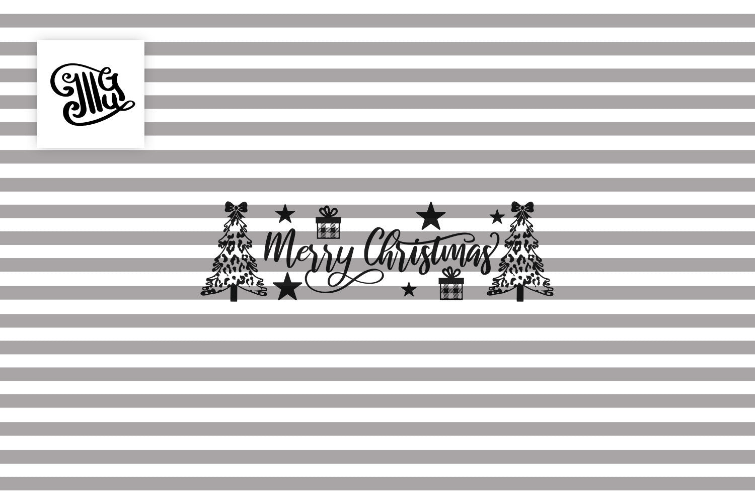 Merry Christmas Sign Svg With Leopard Print Christmas Trees Illustrator Guru