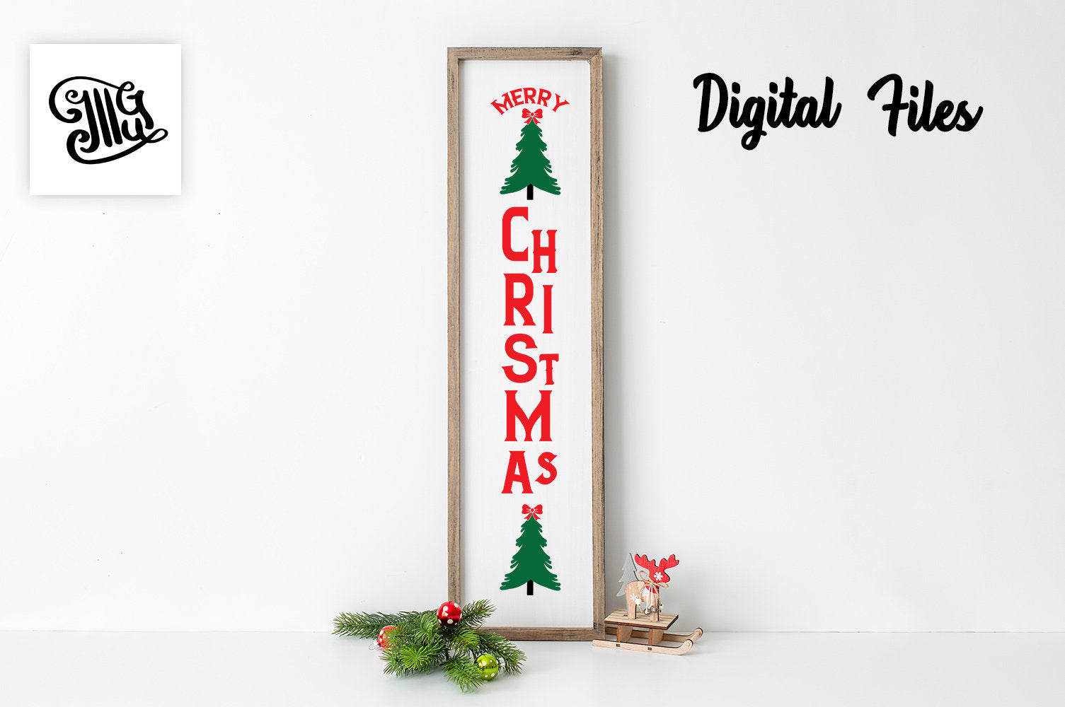 Download Free Merry Christmas Porch Sign Svg With Christmas Tree Illustrator Guru