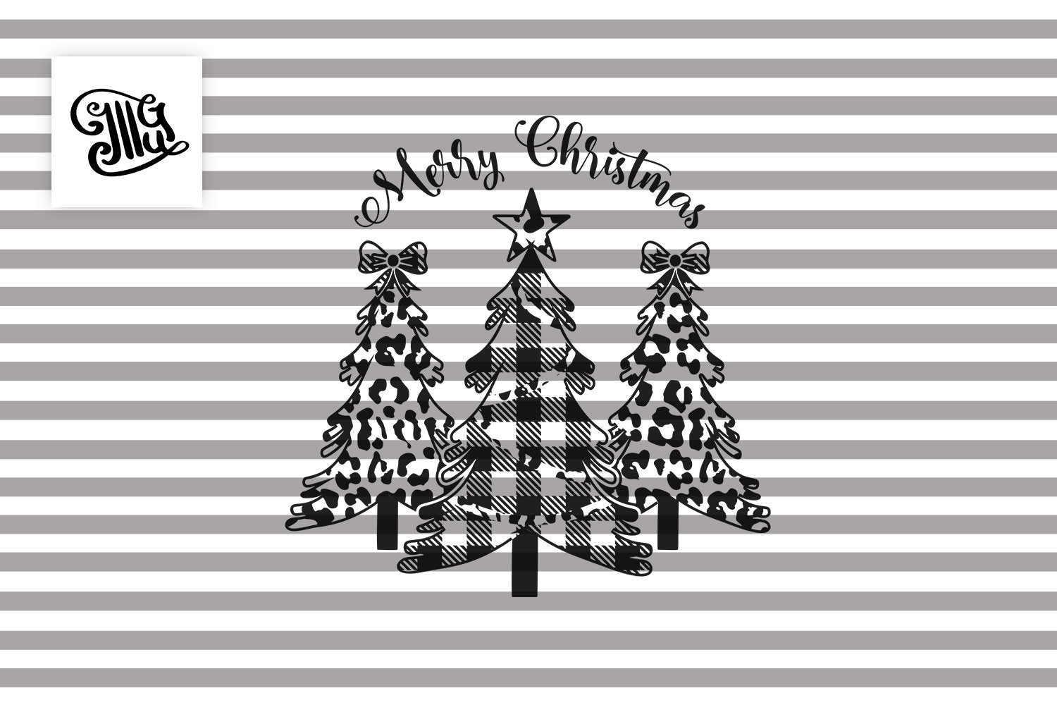 Merry Christmas Tree Svg With Leopard And Buffalo Plaid Print Christm Illustrator Guru