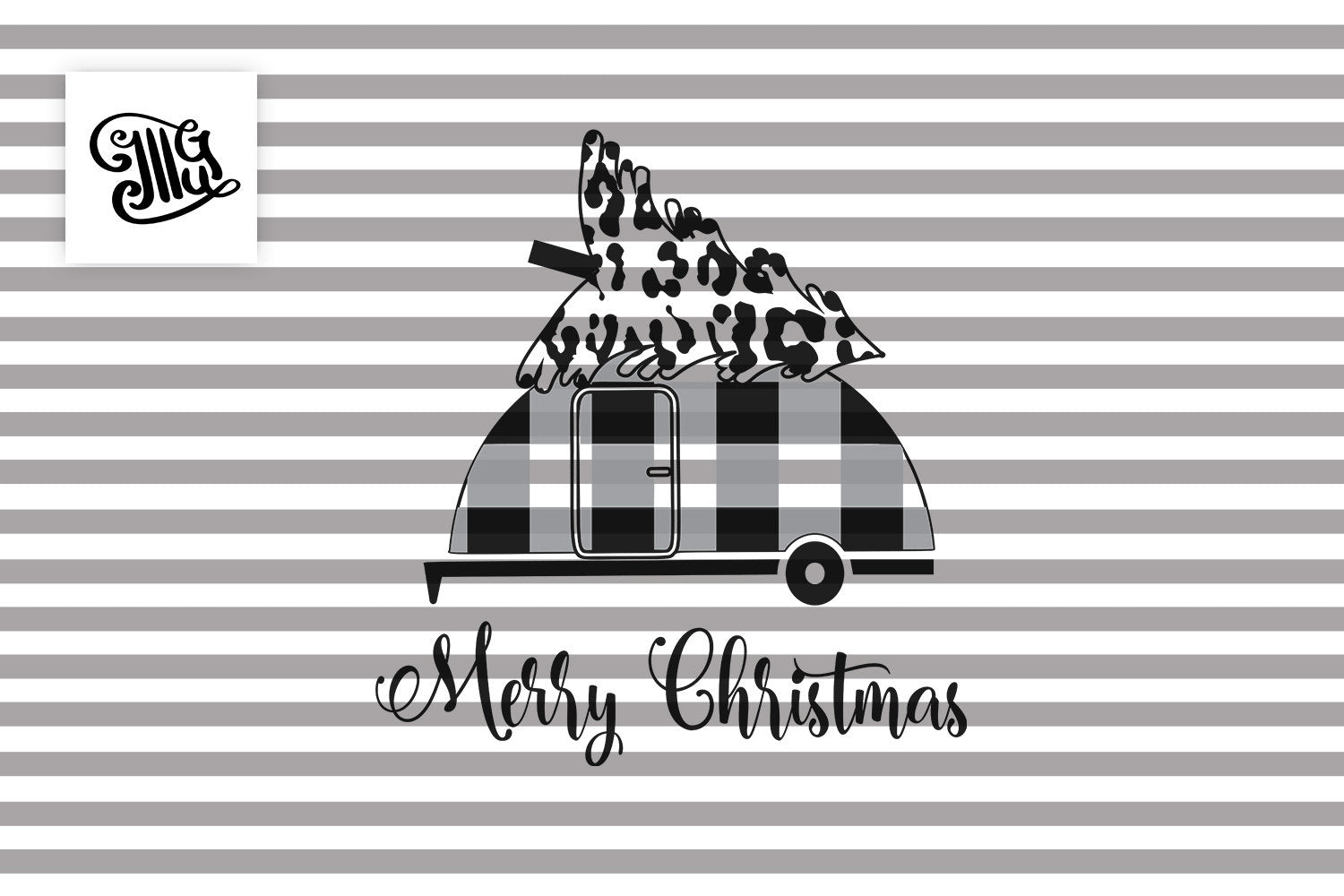 Download Merry Christmas camper svg with buffalo plaid pattern and ...