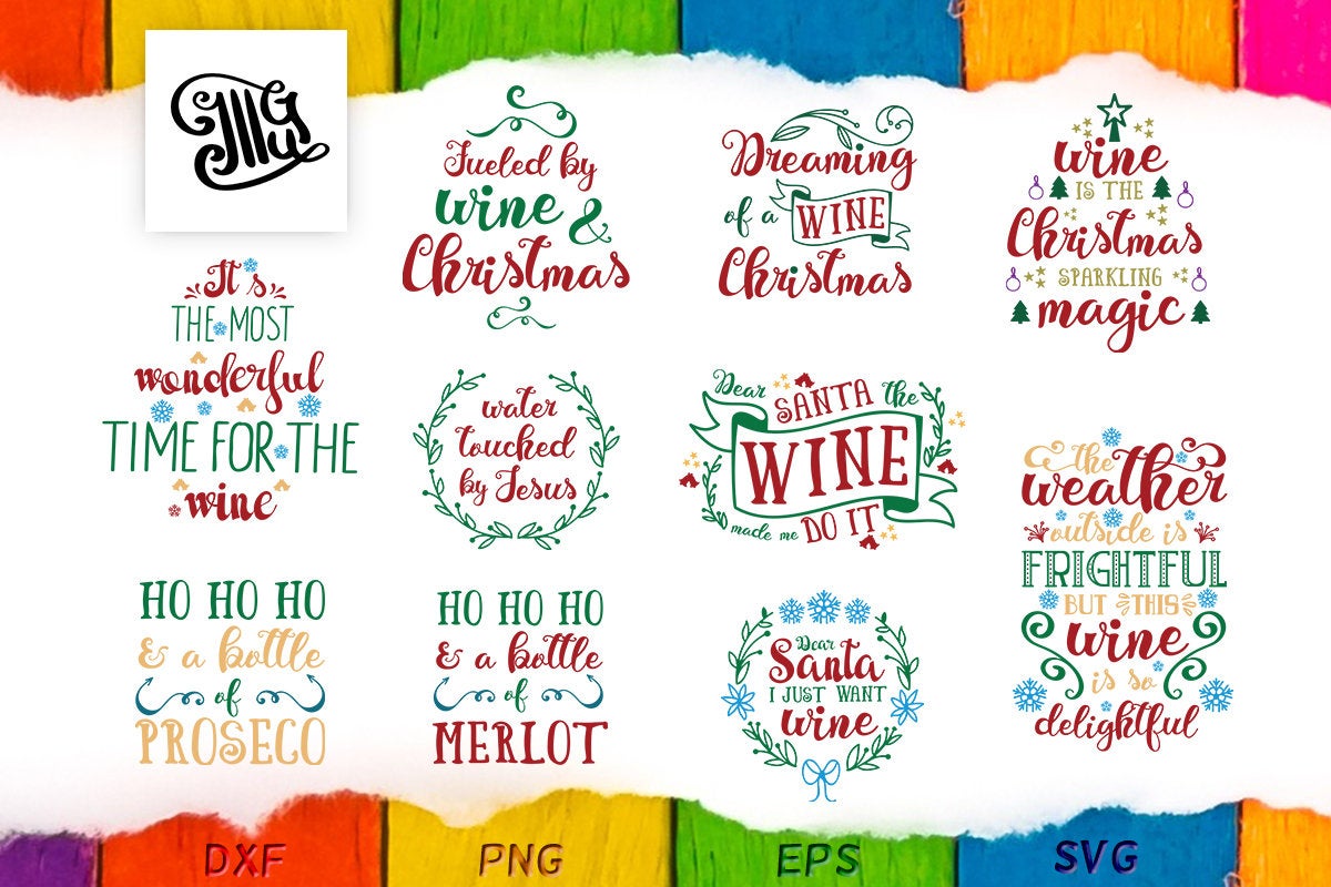 Download Christmas Wine Glasses SVG Bundle, Christmas Wine Clipart ...