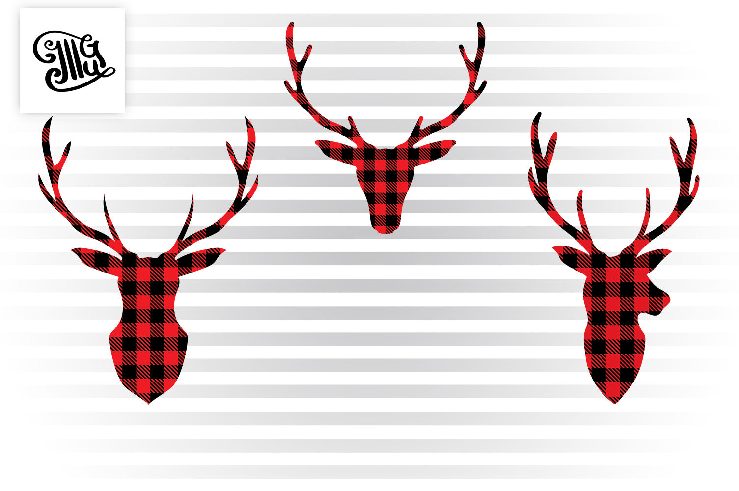 Download Reindeer face svg with buffalo plaid pattern - Illustrator ...