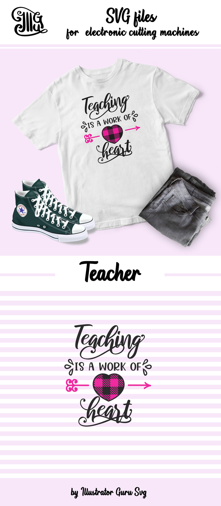 Download Teaching Is A Work Of Heart Svg For Valentine S Day With Buffalo Plaid Illustrator Guru