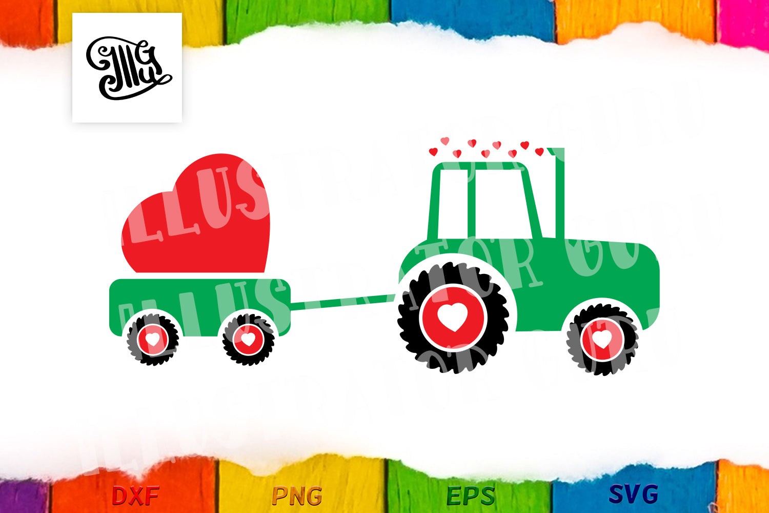 Download Valentine love tractor svg for girls and boys - Illustrator Guru