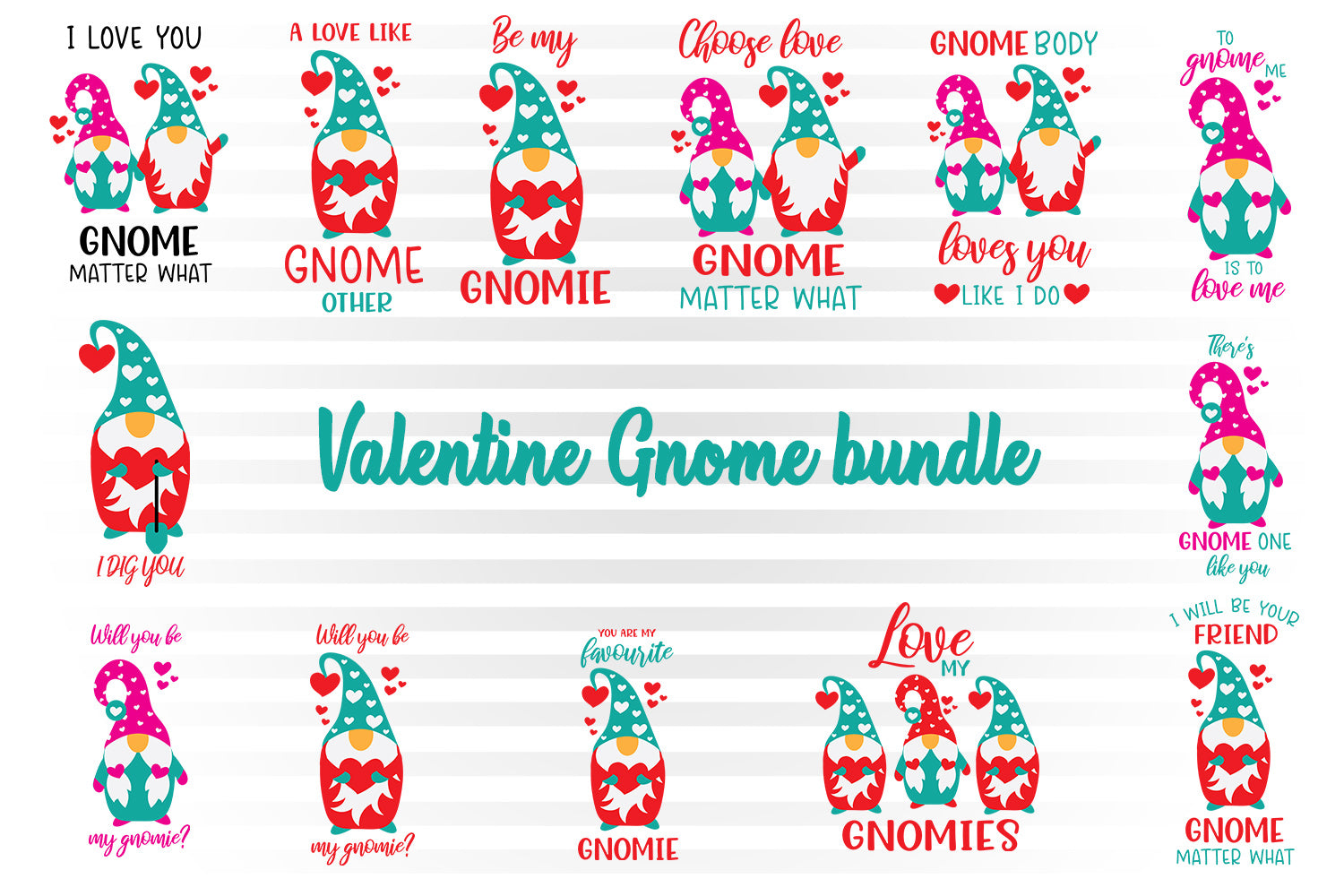 Download Valentine Gnome Svg Bundle Valentine Cards Printable Couples Valen Illustrator Guru