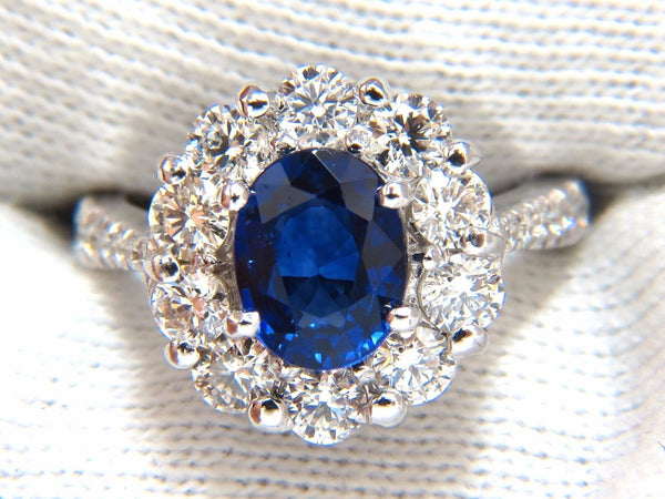 GIA 3.67CT NATURAL VIVID ROYAL BLUE DIAMONDS RING CLUSTER HALO 18KT ...