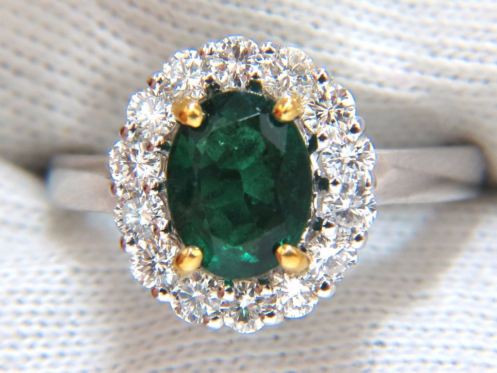 2.46CT NATURAL EMERALD DIAMONDS RING 18KT VIVID GREEN HALO A+ – Avis ...