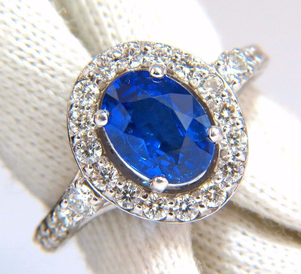 GIA Certified 3.38ct natural royal blue sapphire ring halo cluster ...