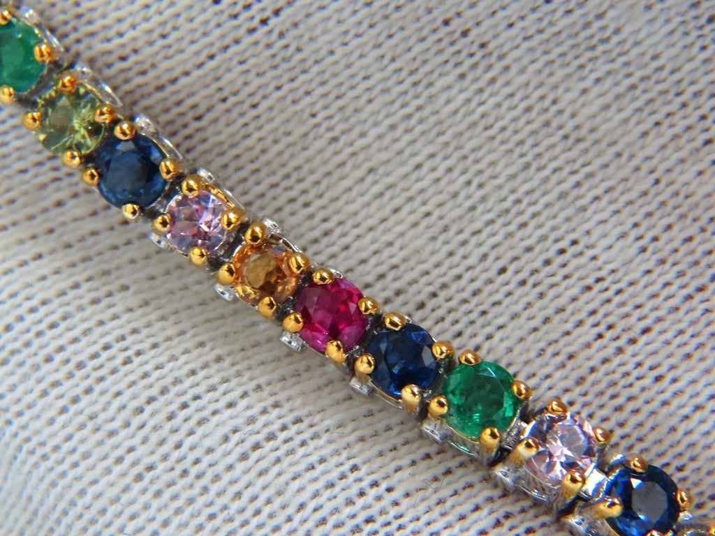 7.50ct natural ruby emerald sapphires diamond tennis bracelet 14kt gem ...