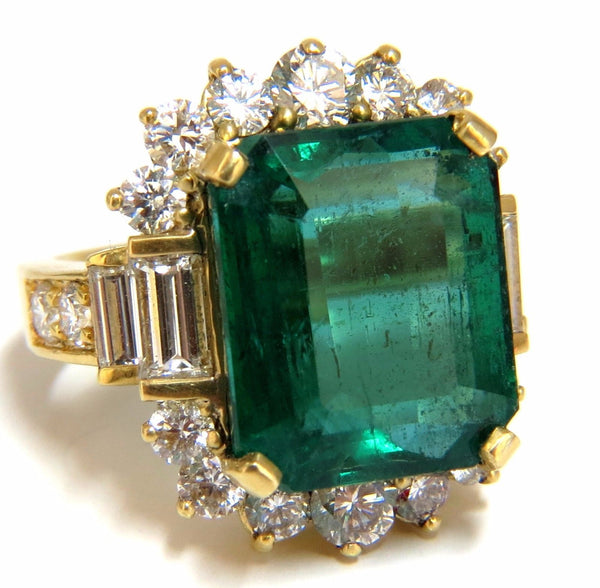 GIA Certified 17.60ct natural green emerald diamonds ring 18kt 