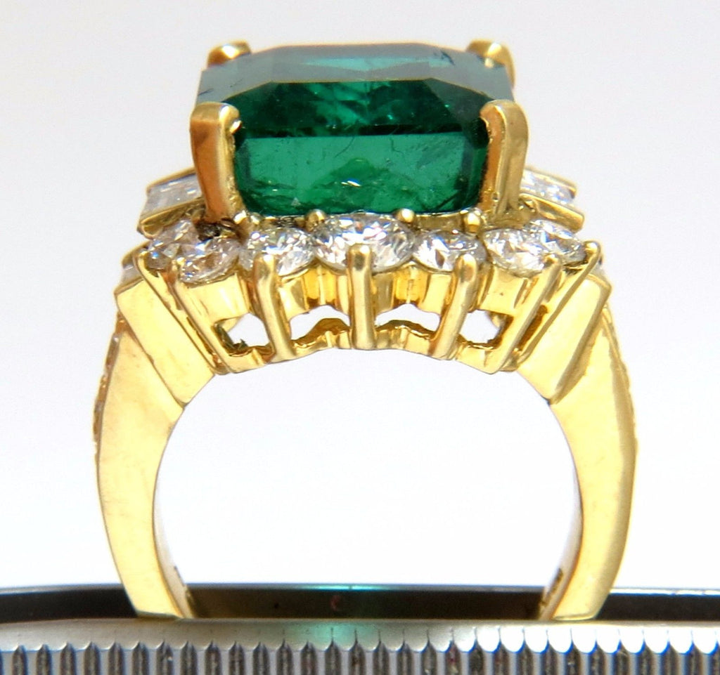 GIA Certified 17.60ct natural green emerald diamonds ring 18kt 