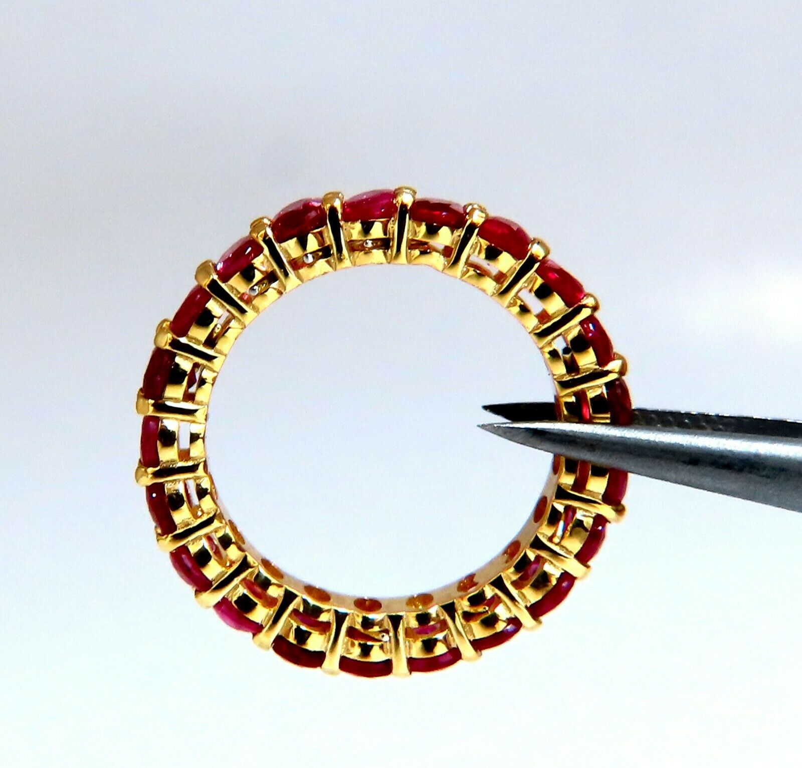 5.06ct natural Burma Ruby eternity band 14 karat size 6.5 kissing prong