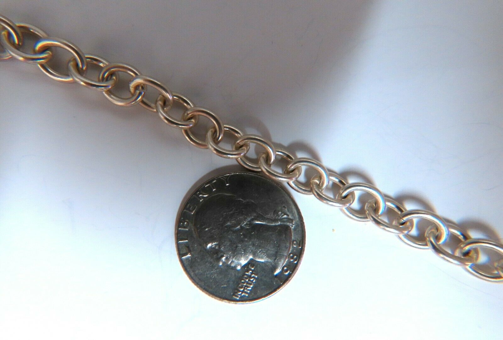 7.5mm Sterling Silver Charm Link Bracelet