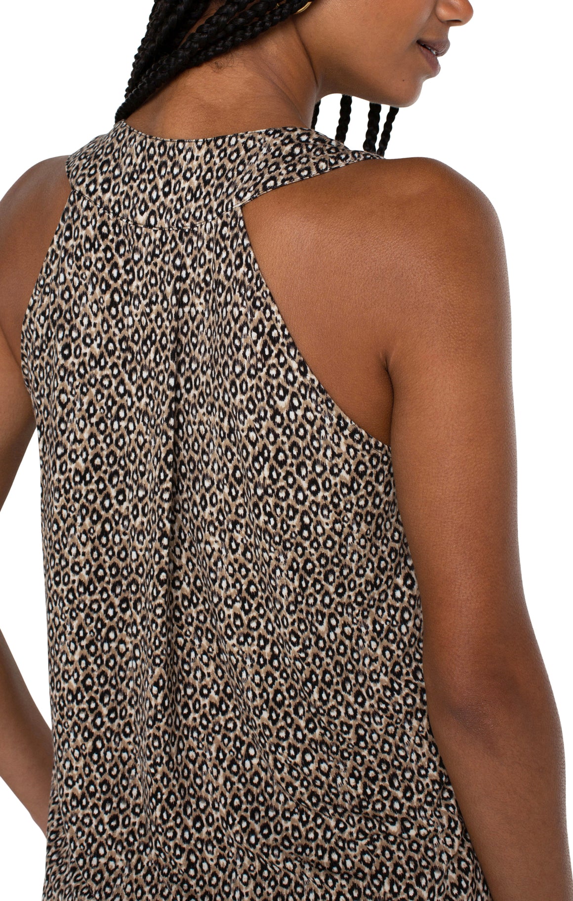 Pleated Front Sleeveless - Taupe Cheetah