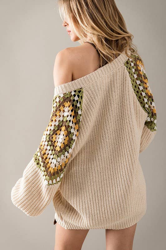 Crochet Shoulder Detail Open Cardigan