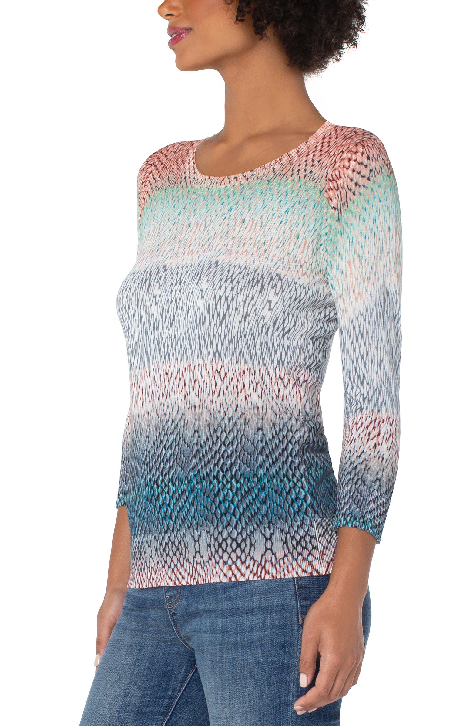 3/4 Sleeve Sweater - Ombre Snakeskin Print - SALE