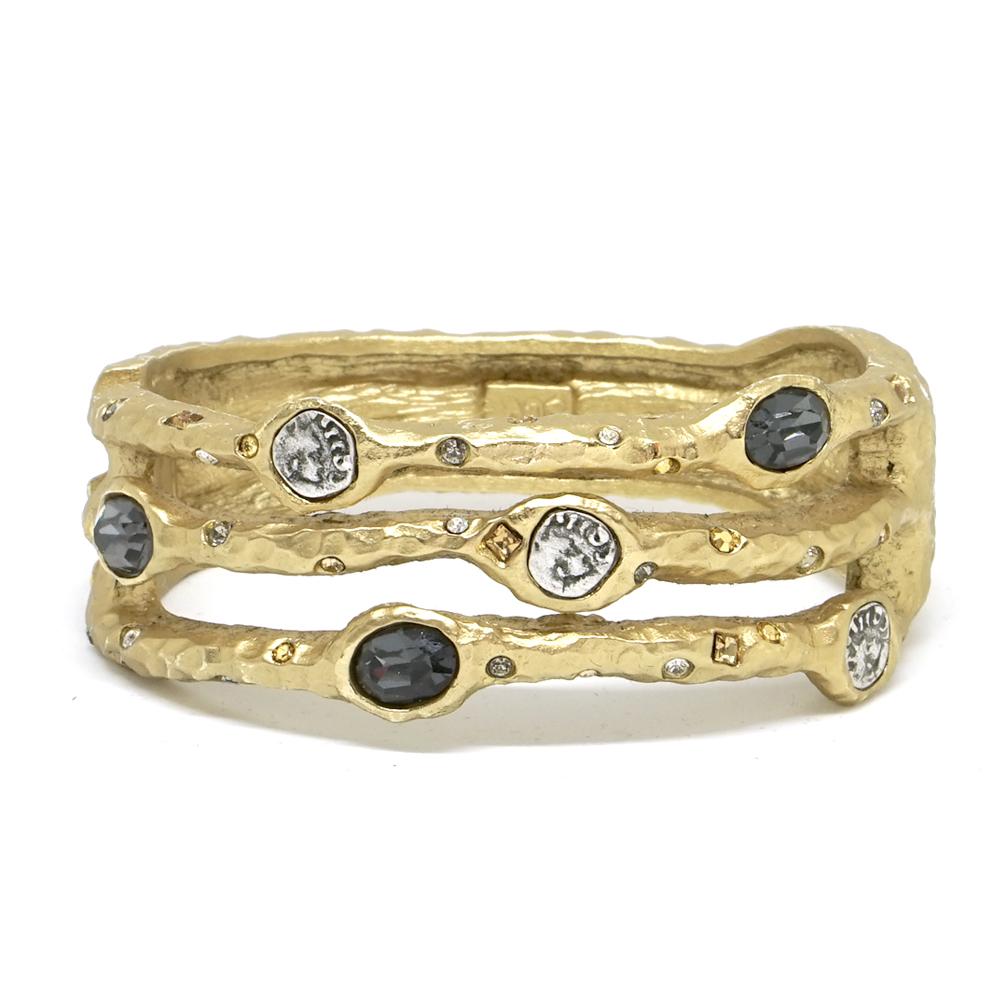 Gold Capri 3 Row Coin & Crystal Bracelet