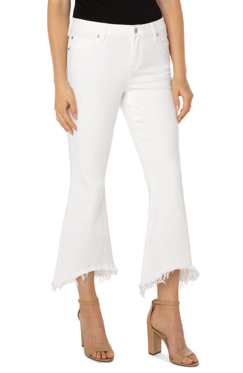 Hannah Crop Flare With Curved Fray Hem