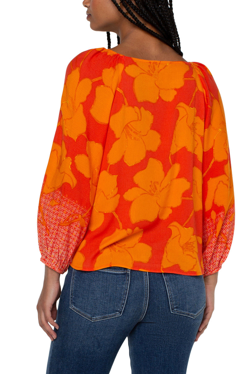 3/4 Puff Sleeve Square Neck Top