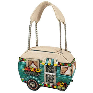 A Little Campy Beaded Camper Top-Handle Bag