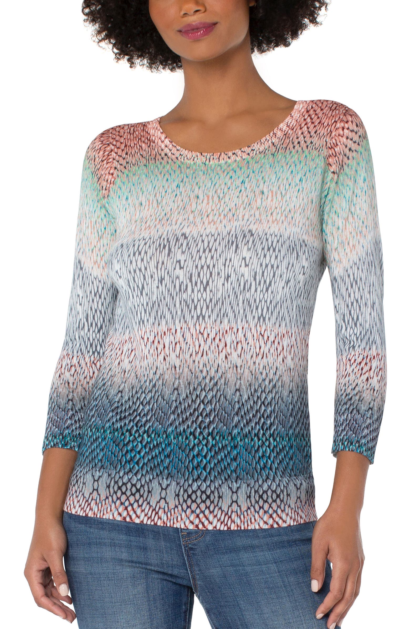 3/4 Sleeve Sweater - Ombre Snakeskin Print - SALE