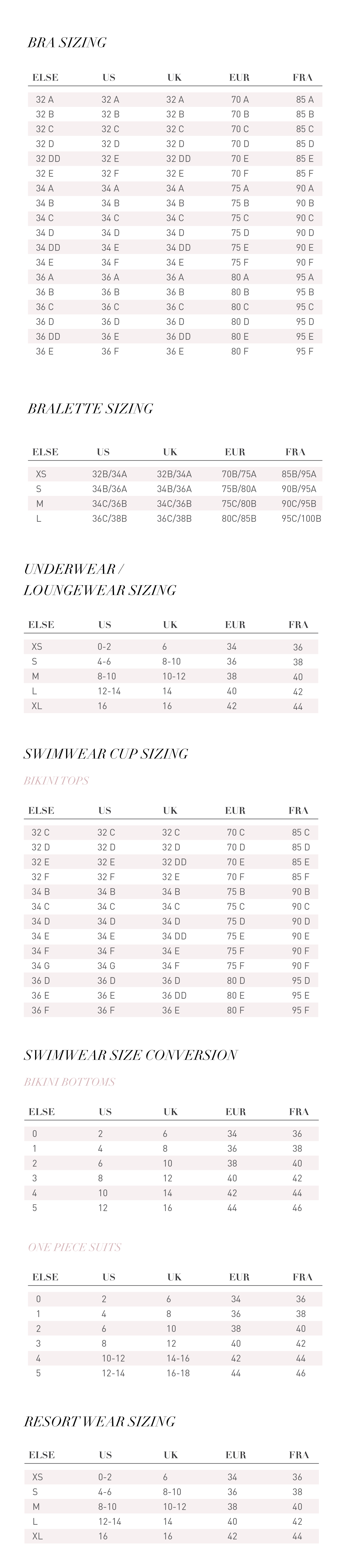 Chloe Size Chart