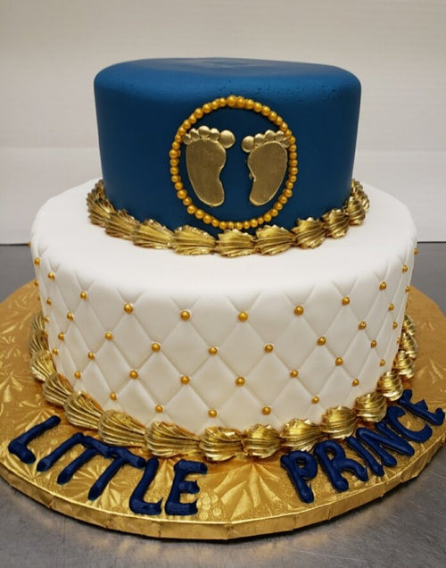 Calumet Bakery Gold and Royal Blue Prince Sheet Cake  Blue baby shower  cake, Baby shower cakes, Shower cakes