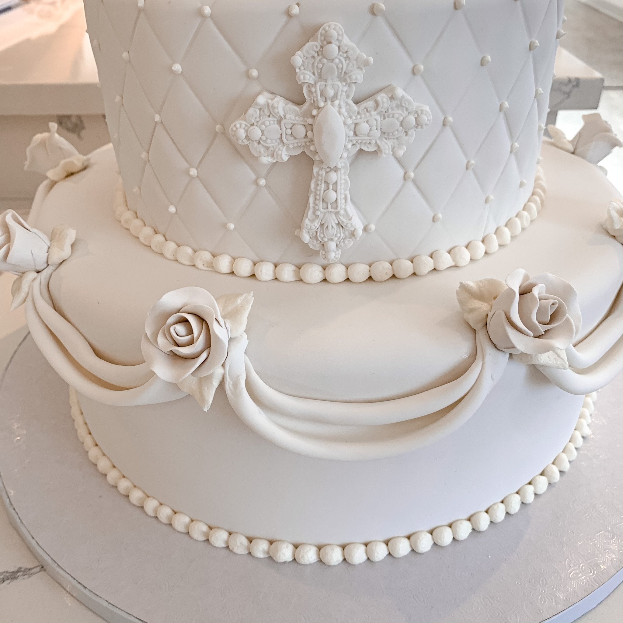 Rustic White Confirmation/Baptism Semi-Naked Buttercream Speciality Ca –  Cake Creations by Kate™