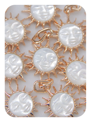 Leo Sun Pendant made of Mother of Pearl, Designed by Love by the Moon