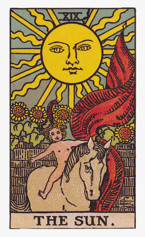 The traditional Sun tarot card