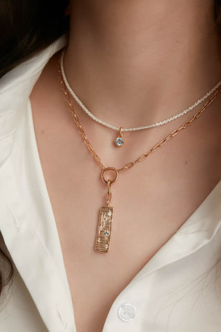 Gemini pendent and blue topaz pendent necklace by Love by the Moon studio