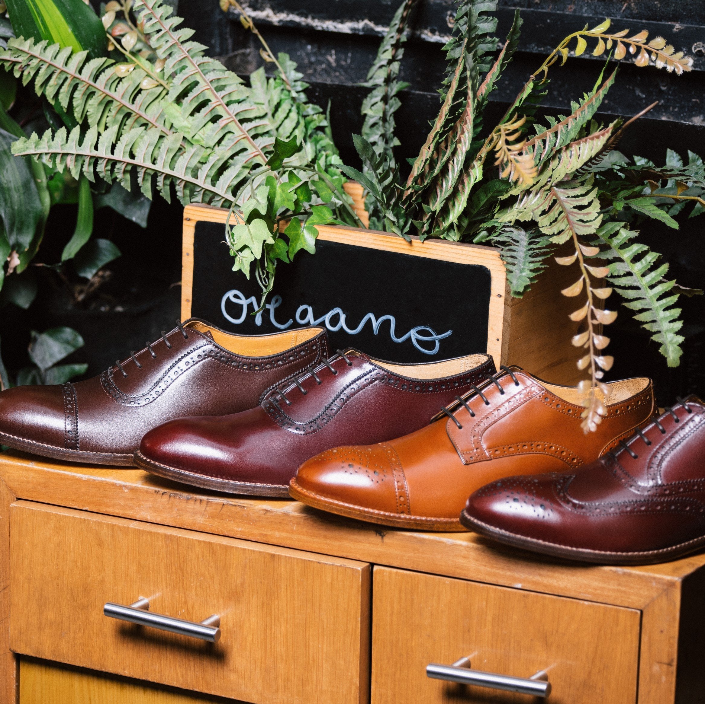 burgundy and black dress shoes