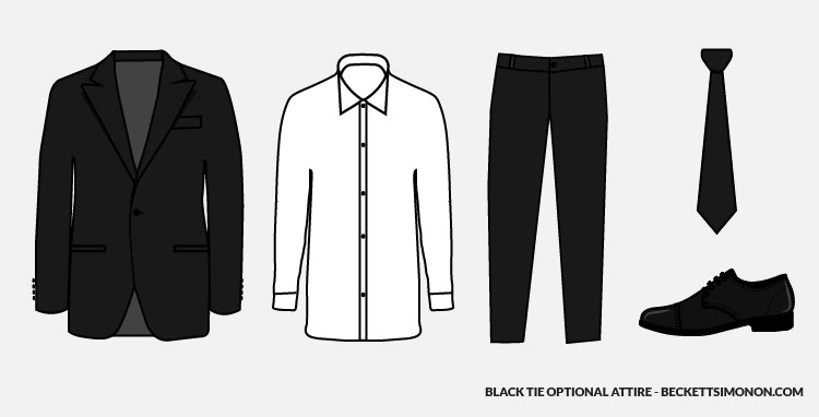 black suit cocktail attire