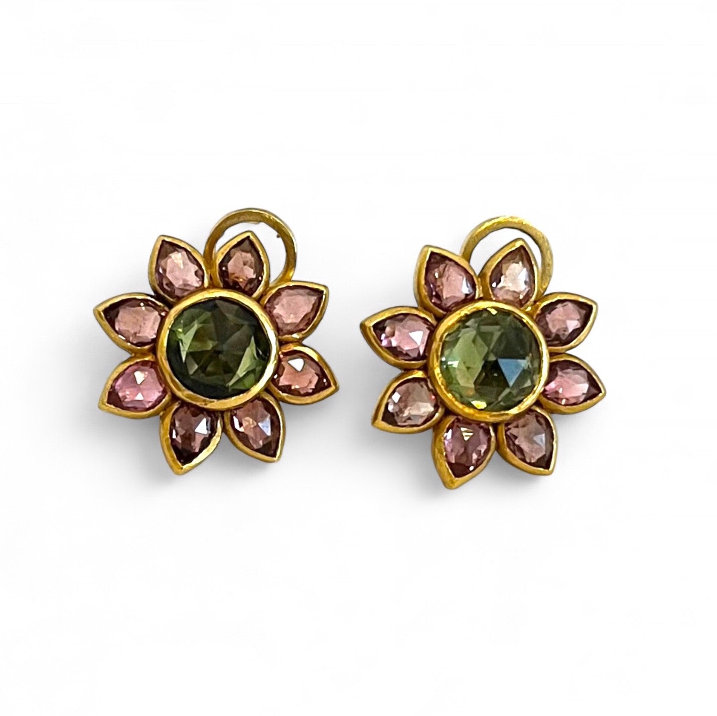 Gem Palace Flower Clip Earrings