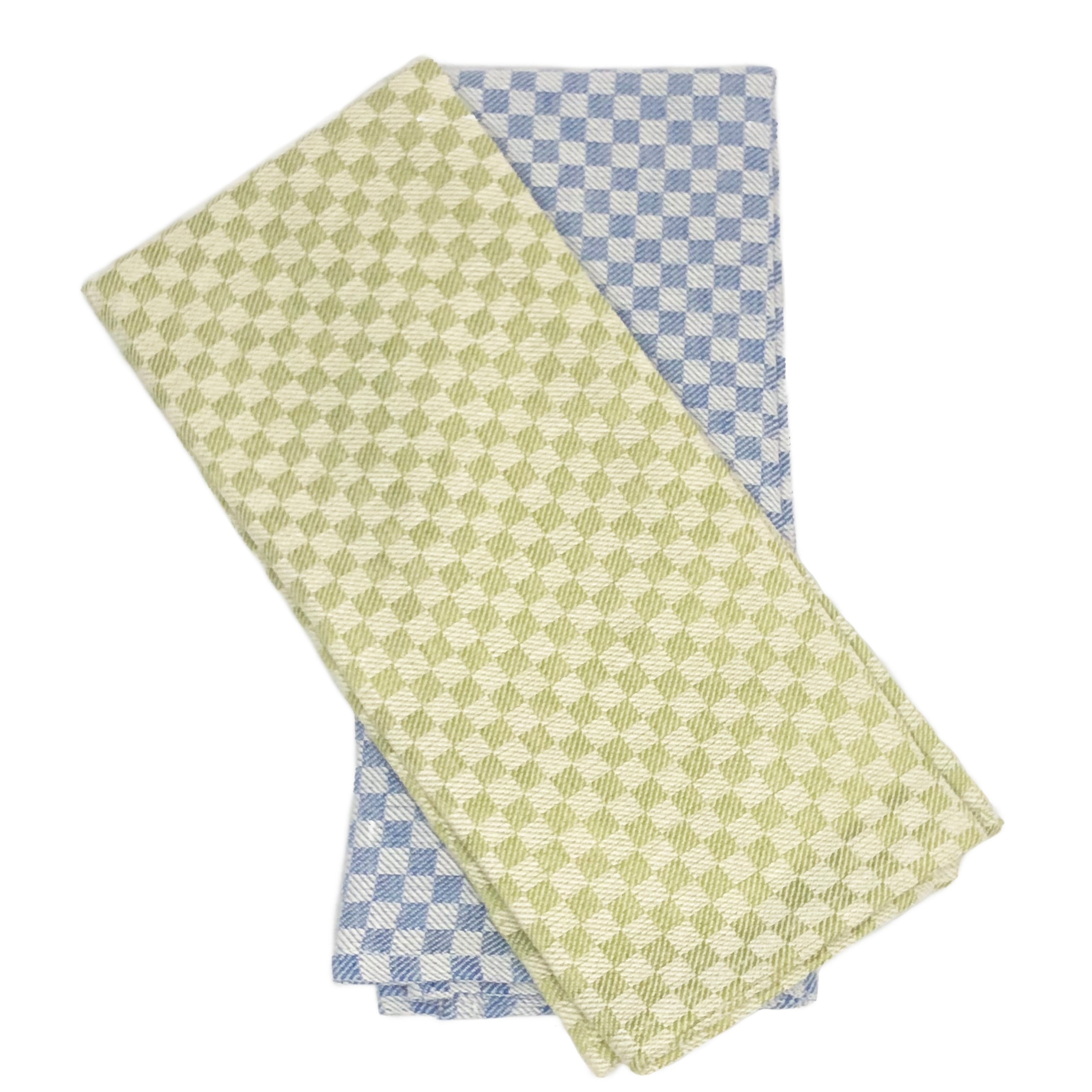 Vienna 1900 Towel - Ivory with blue or green small check