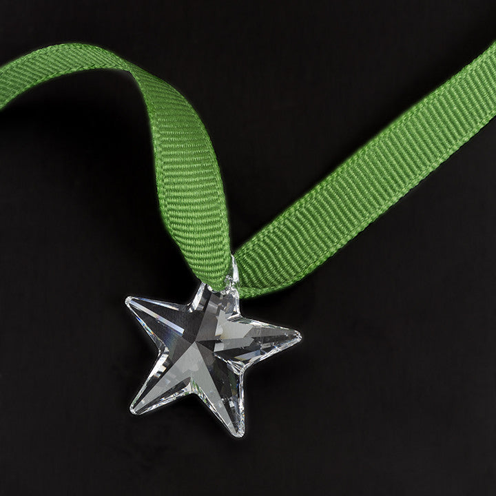 Star Power Crystal Charm with Green Ribbon