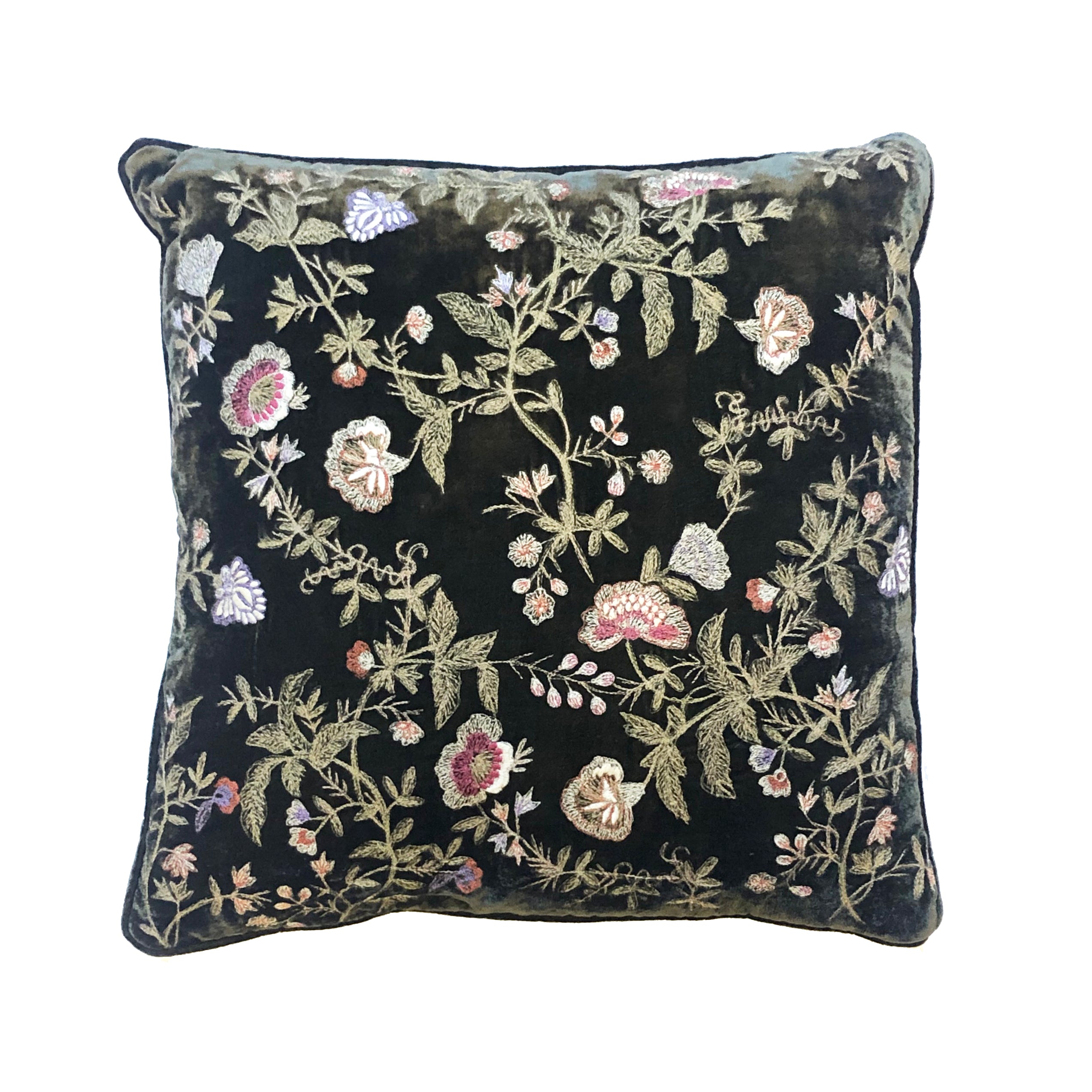 Embroidered Velvet Cushion