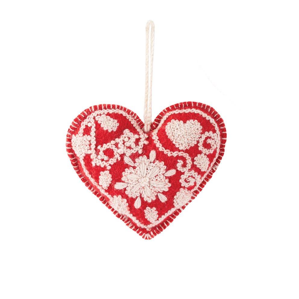 Embroidered Heart - Flower and Tendril Motif