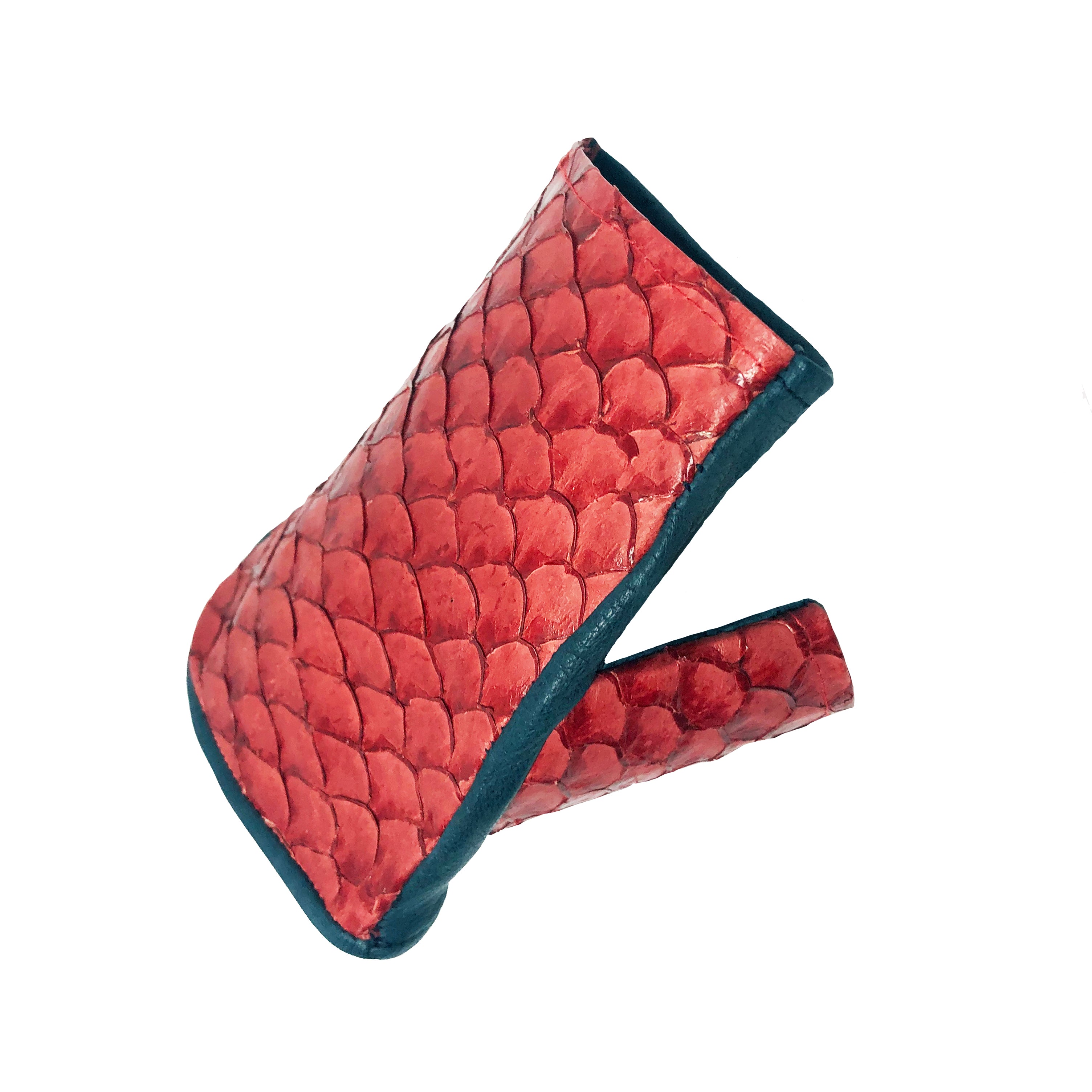 Fish-skin Leather Coquette Glove: red / blue