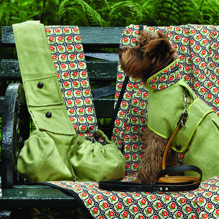 Hip Satchel - Linden Green - shown with matching dog coat