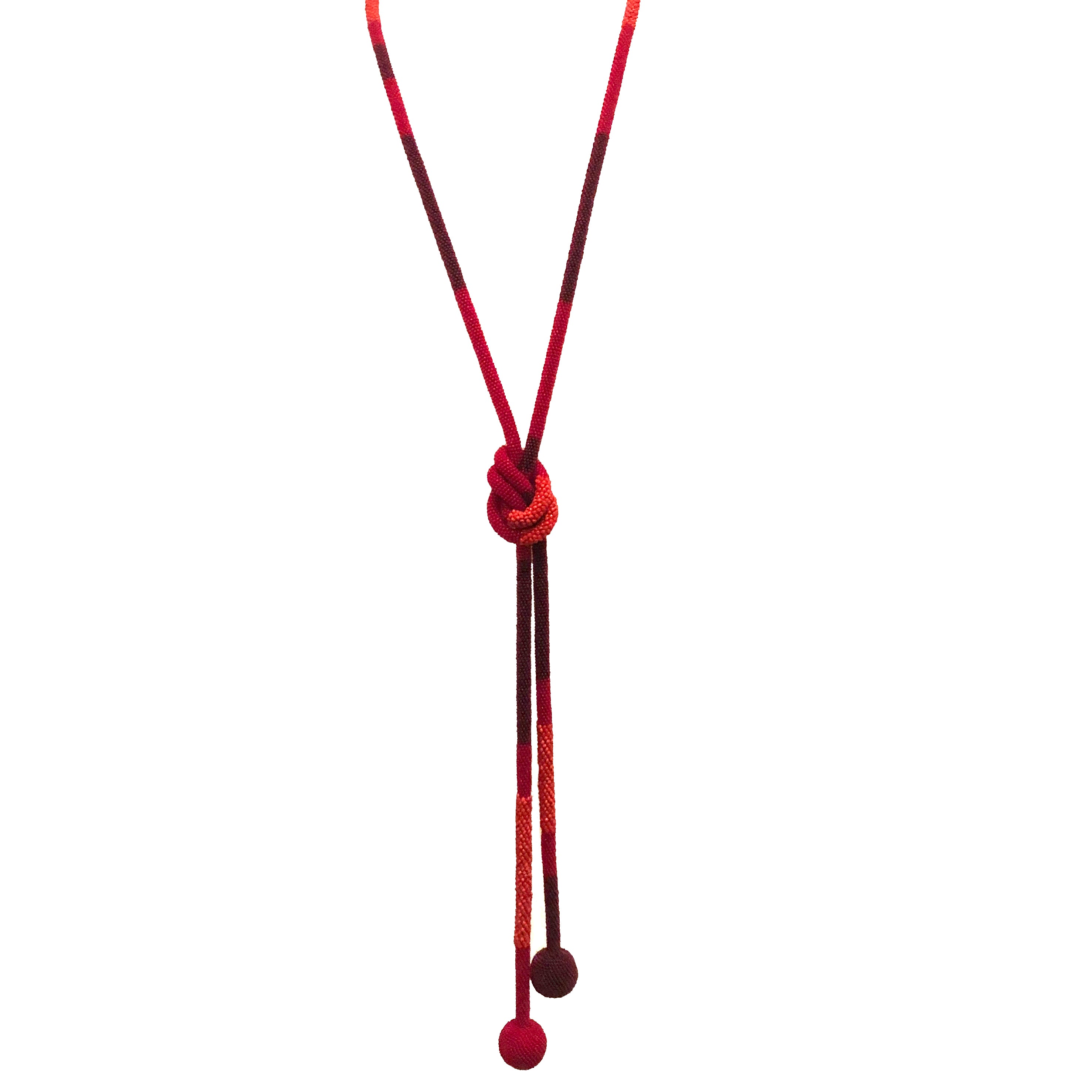 Collectible Bohemian glass beads are hand-crocheted to form a sinuous rope necklace.