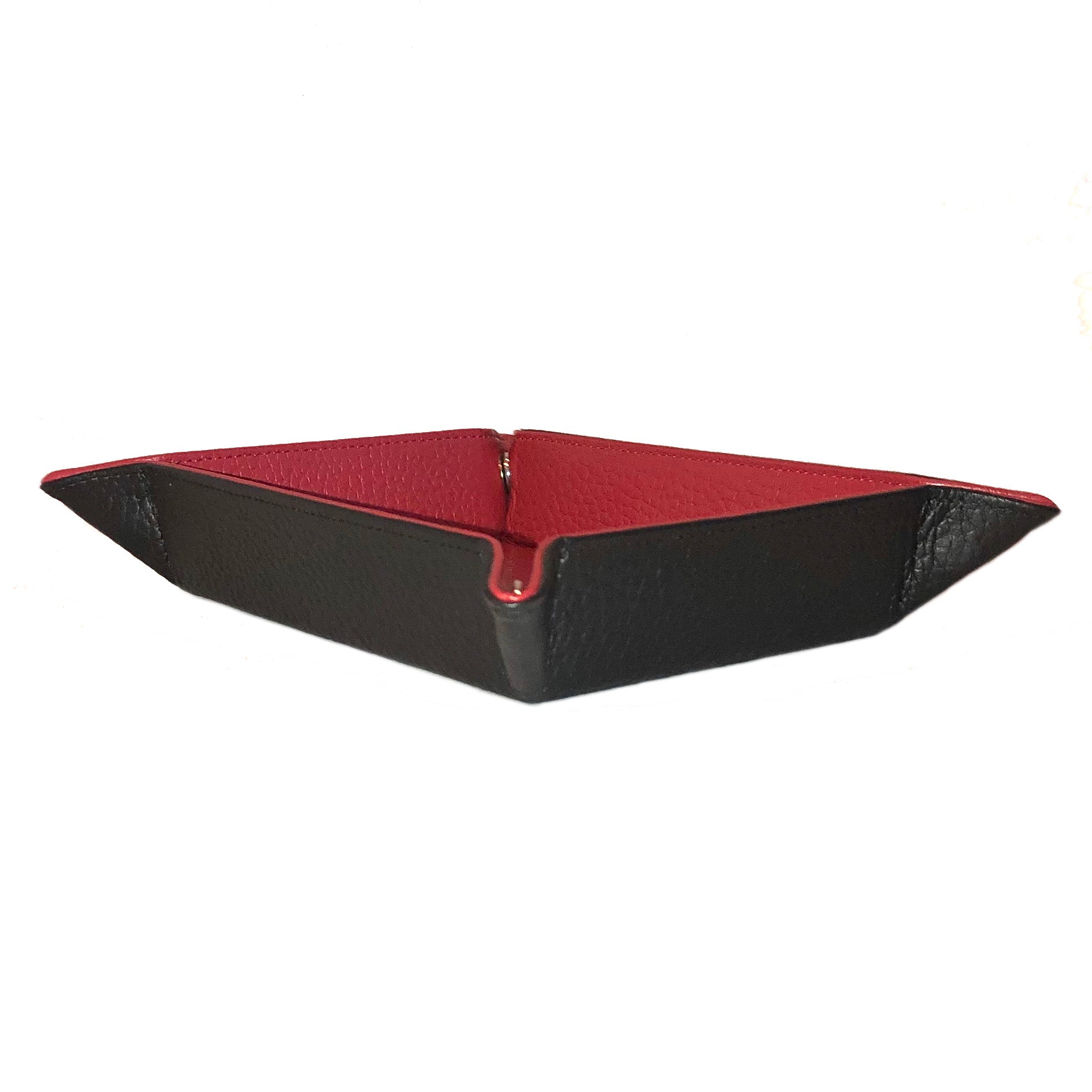 Leather Travel Tray, Black Exterior, Red Interior