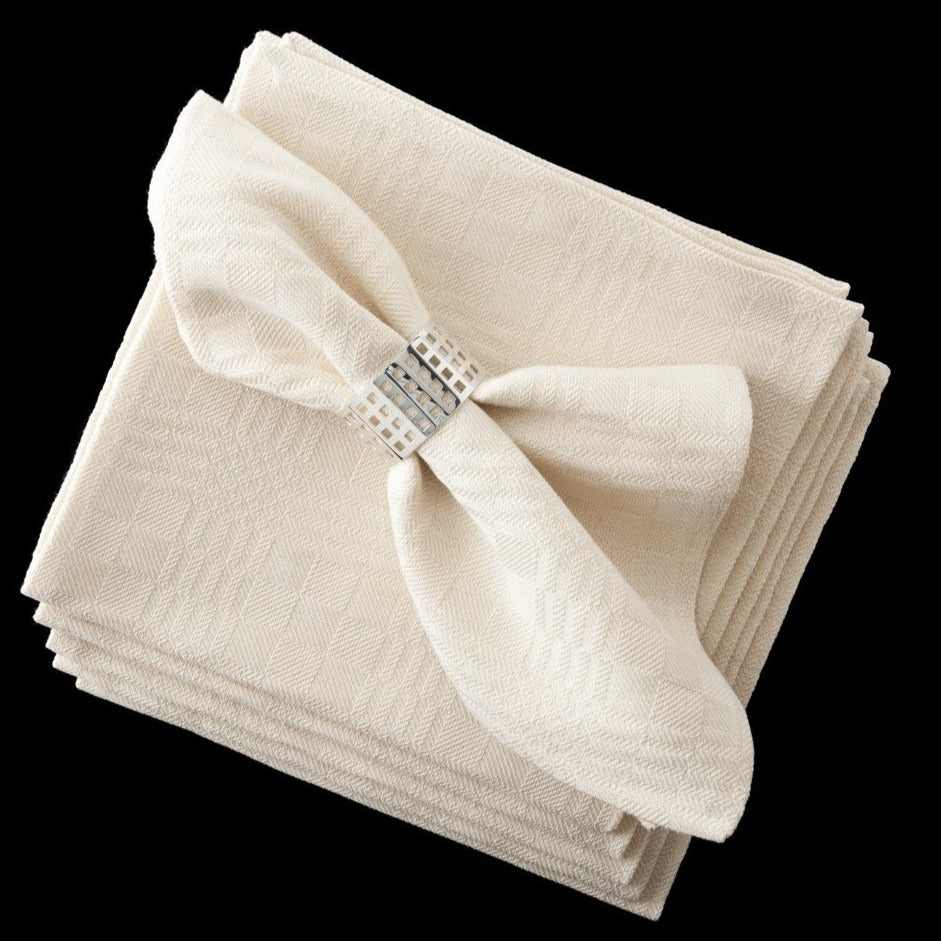 Vienna 1900 Damask Napkins - Ivory Woven Damask